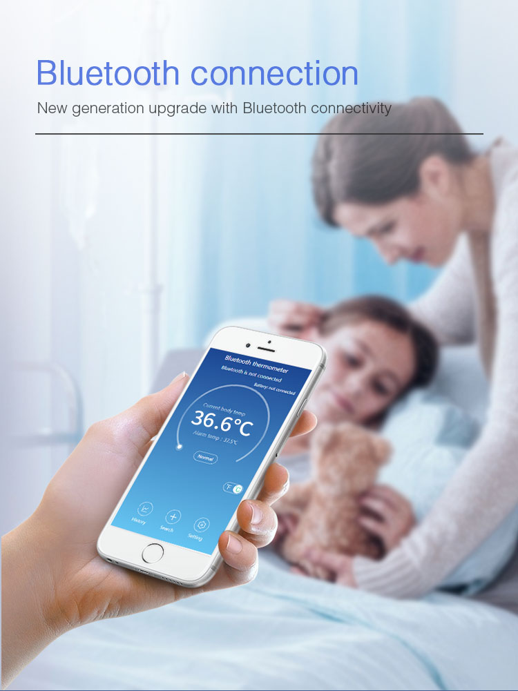 Smart infrared thermometer + Bluetooth thermometer APP system + Bluetooth thermometer platform solution